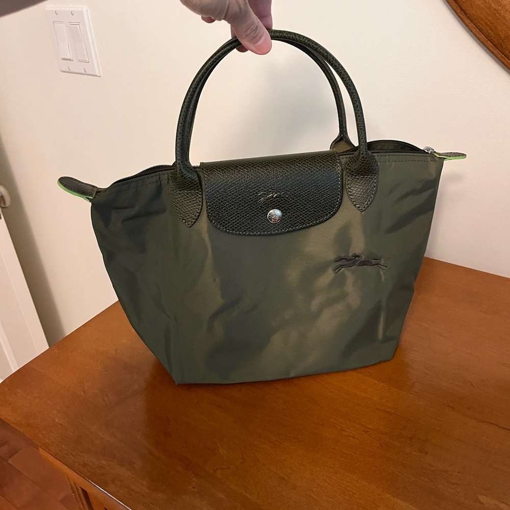 Longchamp Olive Green Le Pliage Small Top-Handle Tote